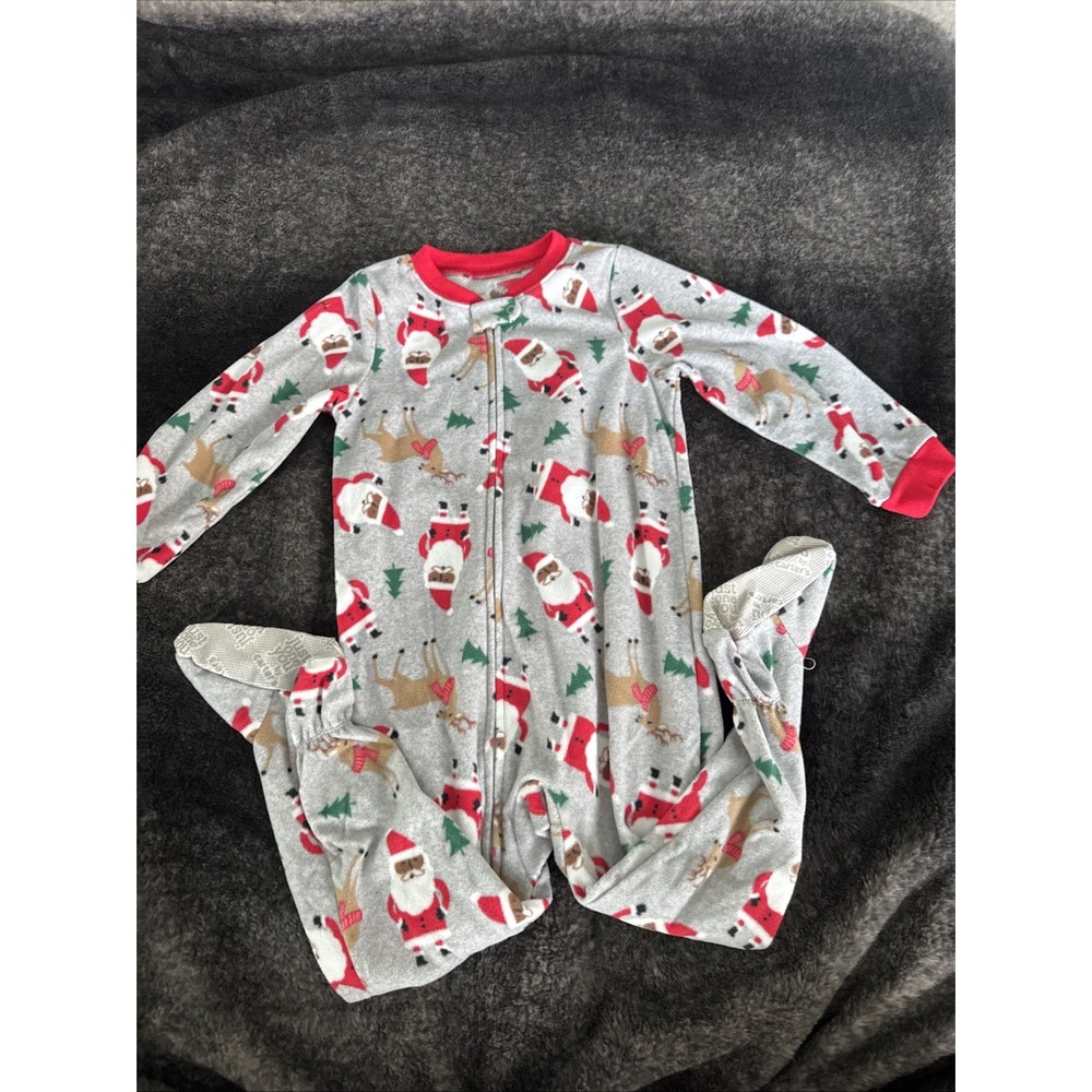 Size 3T Carter's‎ Just One You One Piece Christmas Santa Fleece Pajama w Footies